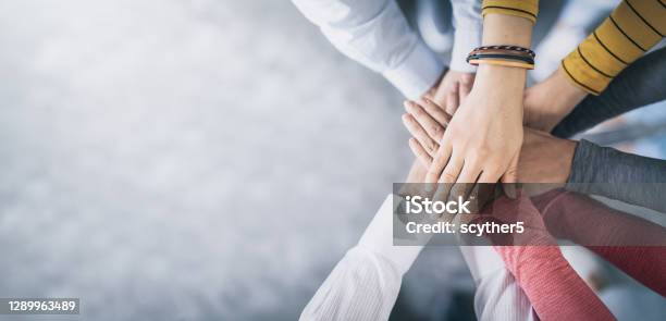 Stack Of Hands Unity And Teamwork Concept Stock Photo - Download Image Now - Teamwork, Business, Human Resources