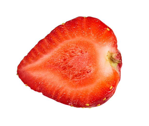 istock Halved strawberry isolated on white background 1289963514