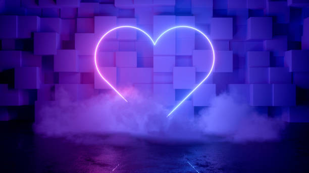 istock Neon Light Heart Shape Background, Abstract Valentine's Day Concept 1289965293