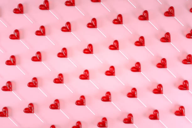 istock Heart Shape Lollipop Background, Abstract Valentine's Day Concept 1289965505