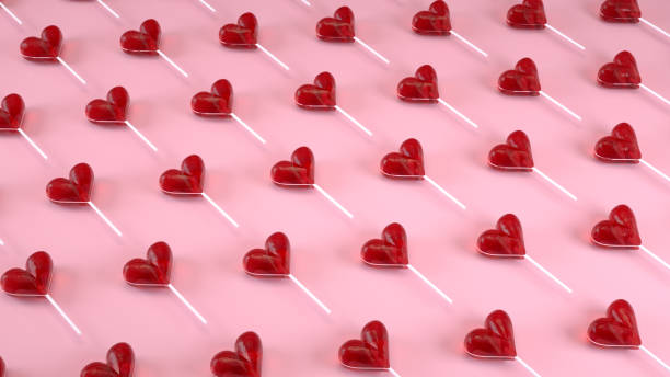 Heart Shape Lollipop Background, Abstract Valentine's Day Concept