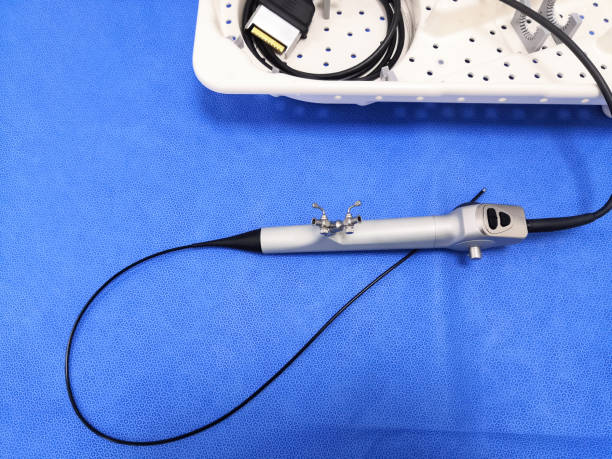 ureteroscopio de fibra óptica médica flexible - handpiece fotografías e imágenes de stock