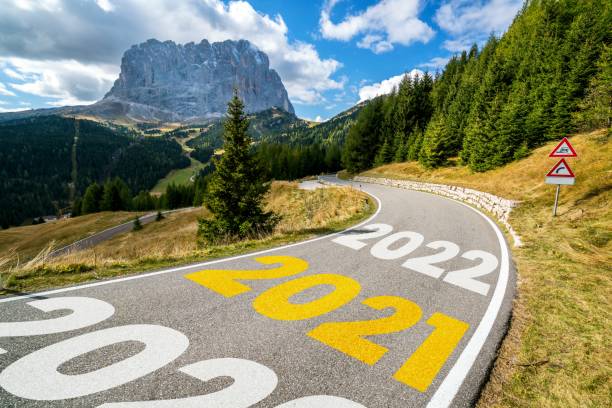 istock 2021 New Year road trip travel and future vision concept . 1289966632