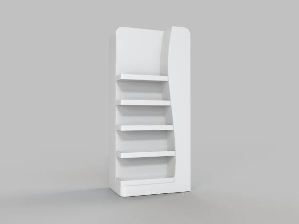 istock Fsu retail stand free standing unit posm plain mockup display stand wave 1289971087