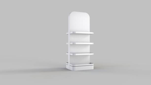 istock Fsu retail stand free standing unit posm plain mockup display stand simple 1289971097