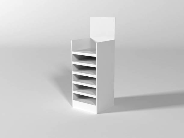istock Fsu retail stand free standing unit posm plain mockup display stand 1289971117
