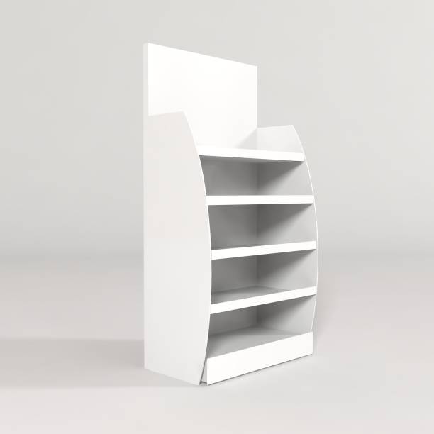 istock Fsu retail stand free standing unit posm plain mockup display stand 1289971127