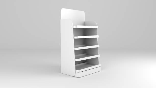 istock Fsu retail stand free standing unit posm plain mockup display stand 1289971131