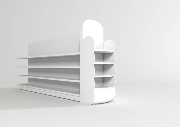 istock Fsu retail stand free standing unit posm plain mockup display stand gondola 1289971144