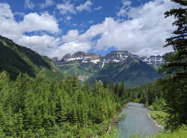 scena krajobrazowa w parku narodowym glacier - lake us glacier national park cloudscape cloud zdjęcia i obrazy z banku zdjęć