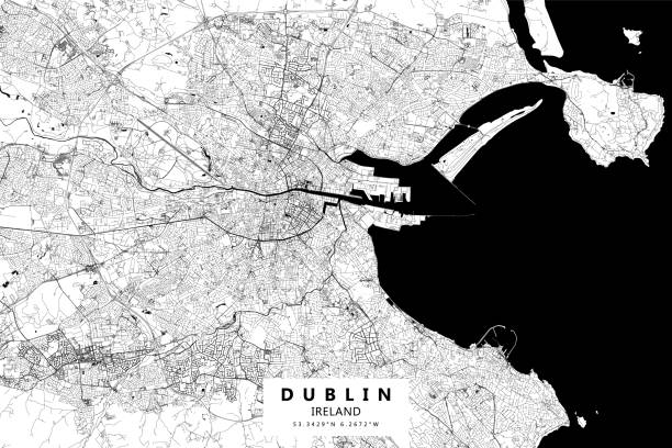 dublin, irlandia vector mapa - dublin ireland hapenny bridge republic of ireland city stock illustrations