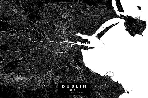 dublin, irlandia vector mapa - dublin ireland hapenny bridge republic of ireland city stock illustrations