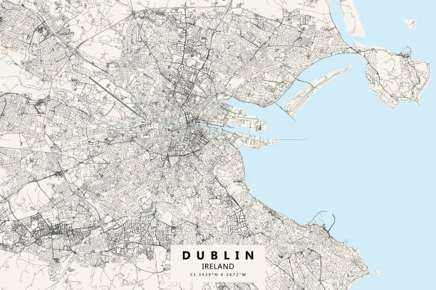 dublin, irlandia vector mapa - malahide stock illustrations