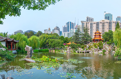 Sydney, Australia, December 30, 2019: View of Chinese garden of friendship in Sydney, Australia