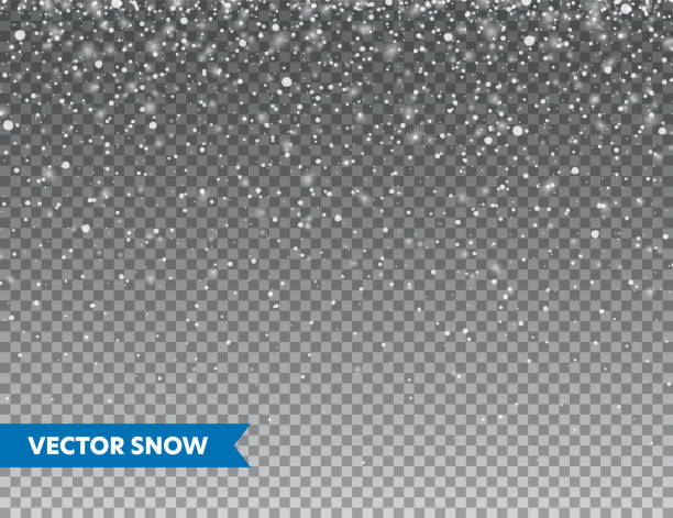ilustraciones, imágenes clip art, dibujos animados e iconos de stock de nieve de caída realista con copos de nieve. invierno fondo transparente para la navidad o la tarjeta de año nuevo. efecto tormenta de escarcha, nevadas, hielo. ilustración vectorial - backgrounds black glitter multi colored