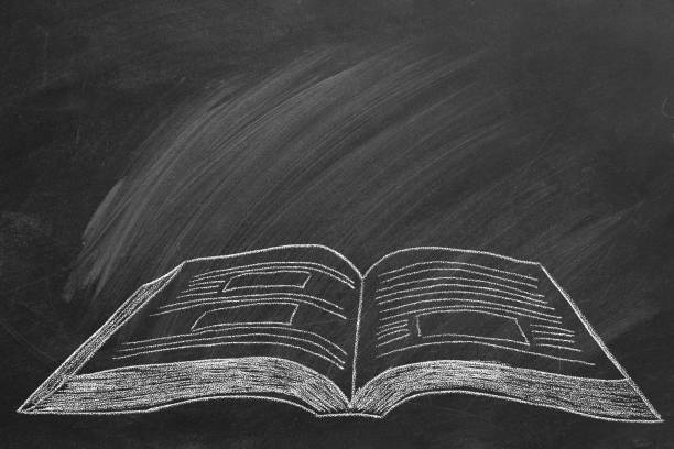 istock Drawing of opened book on blackboard 1289979246