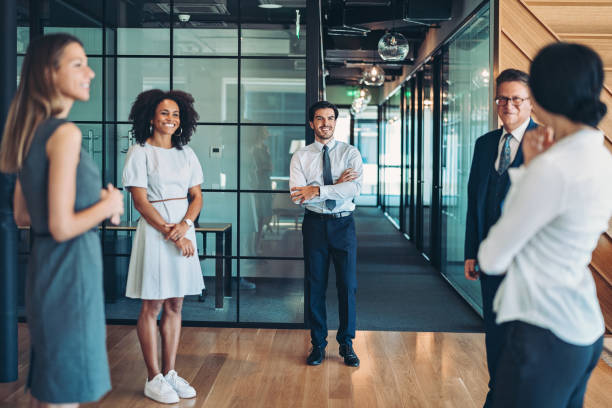 istock Business meeting keeping safe distance 1289989399