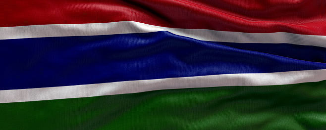 Waving flag of Gambia - Flag of Gambia - 3D flag background