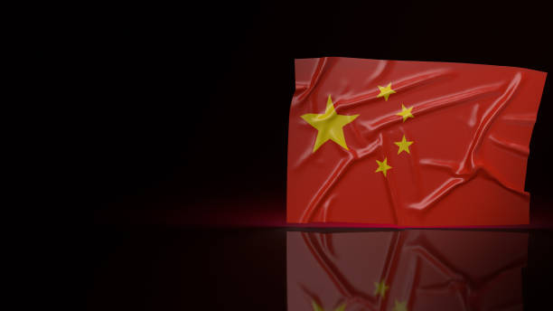 istock The Chinese flag on black background for business content 3d rendering. 1289994699