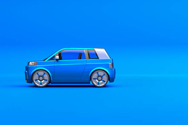 istock Alternative Fuel City Blue Car, Side Profile, Isolated Against Blue, Copy Space. 1289997582