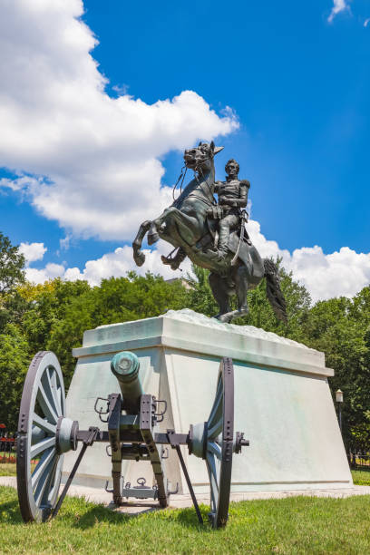 워싱턴 dc의 앤드류 잭슨 동상 - white house president of the usa lafayette square eastern usa 뉴스 사진 이미지