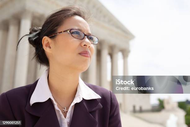 Asian Businesswoman At The Supreme Court In Washington Dc Stock Photo - Download Image Now