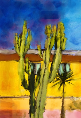 Cactus-Digital painting-Stock photo.