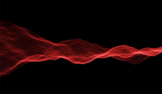 Red Data Wave Red Particle Wave Background Abstract Dynamic Mesh Big Data Technology ...