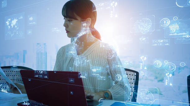 istock Business and technology concept. Smart office. GUI (Graphical User Interface). 1290020591