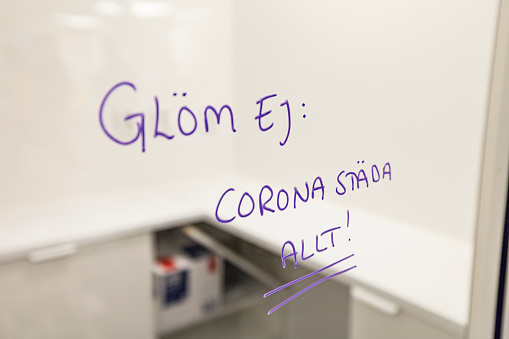 Stockholm, Sweden  A sign in an examination room in a veterinary office says in Swedish: \