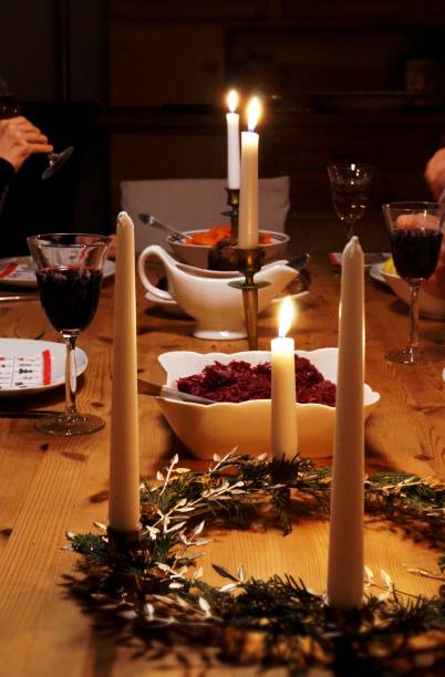 istock Festive decorated table at Christmas time 1290022735