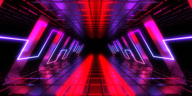 istock 3D abstract background with neon lights. neon tunnel .space construction . 3d illustration 1290024269