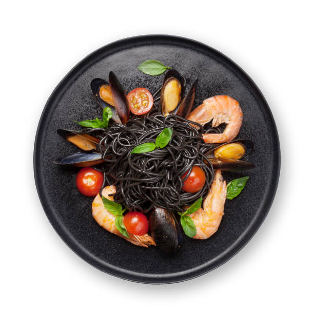 istock Black seafood spaghetti pasta 1290024323