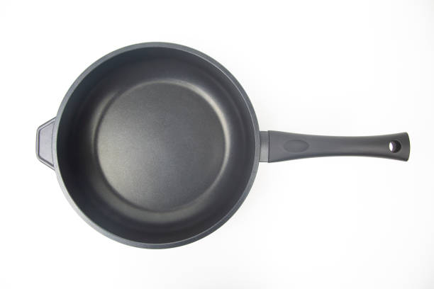 istock Biack frying pan with non-stick teflon coating on white background 1290027660