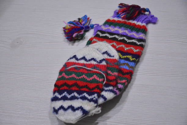 istock Hand knitted socks are beautiful with their color 1290028761