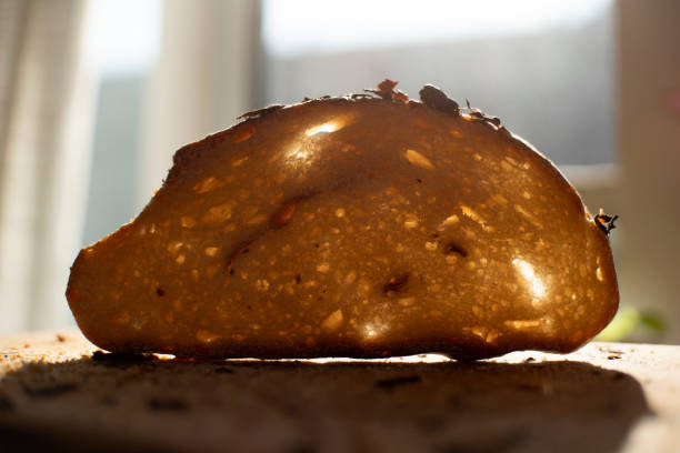 texture of sliced bread, sourdough bread with rose petals