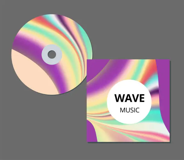 Vector illustration of CD cover presentation design template with copy space and wave effect, editable EPS10 vector illustration.