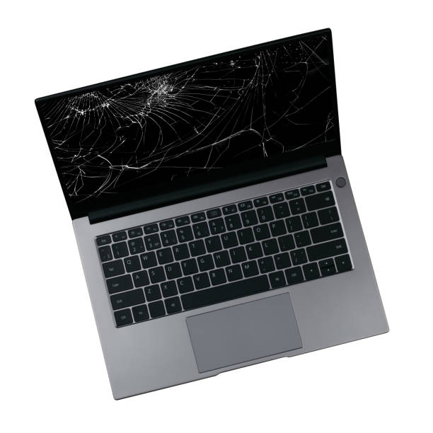 istock laptop with cracks on the screen isolated on a white background close up 1290036844