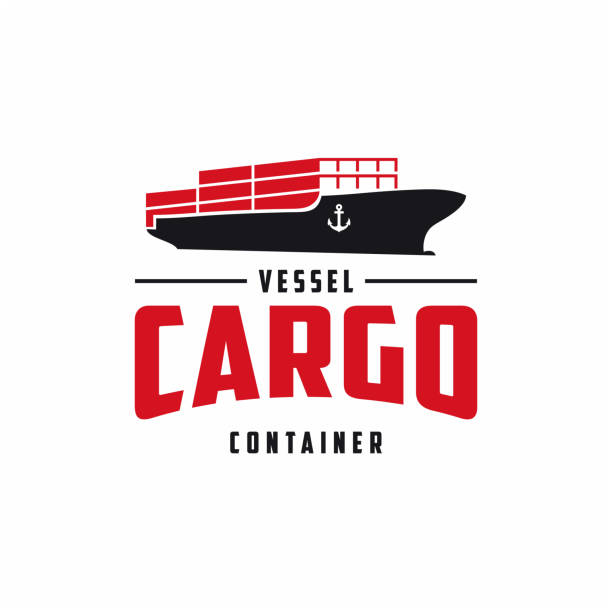 ilustrações, clipart, desenhos animados e ícones de navio cargueiro. ilustração vetorial do navio de contêineres. o logotipo do barco de navegação projeta ilustração vetorial. indonésia, contêiner de carga, navio de contêineres, logotipo - cruise ship business retail freight transportation