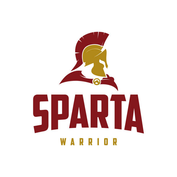 Sparta or Spartan Helmet Logo stock illustration Sparta - Greece, Ancient, Guardian, Greece, Morocco, Titan - Moon, Logo Sparta or Spartan Warrior Illustration roman army stock illustrations