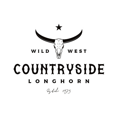 Texas Longhorn Country Western Bull Cattle Vector Black Skulls Buffalo ...
