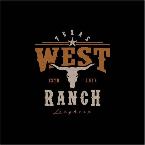 Texas Longhorn, Country Western Bull Cattle Vector black skulls buffalo stock illustration, Gulf Coast States, USA, West - Texas, Vector, Logo Texas Longhorn logo, Country Western Bull Cattle Vintage Retro Logo Design silhouette of a cowboys logo pic stock illustrations