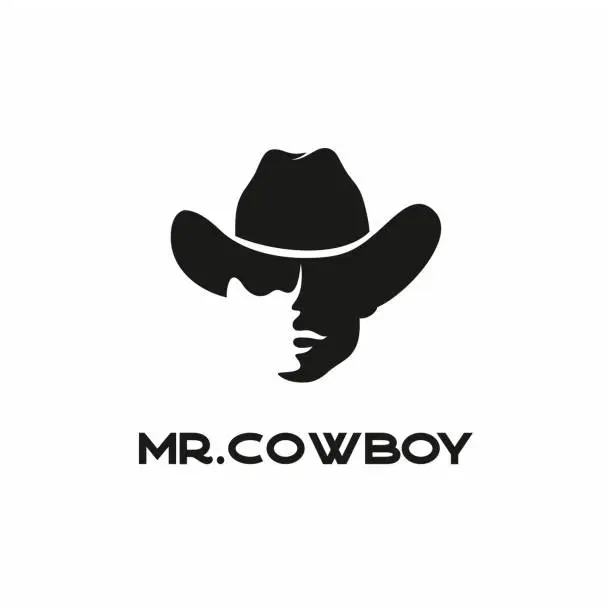 Vector illustration of Western Cowboy head Silhouette stock illustration Gulf Coast States, Texas, USA, Cowboy Hat, Logo
