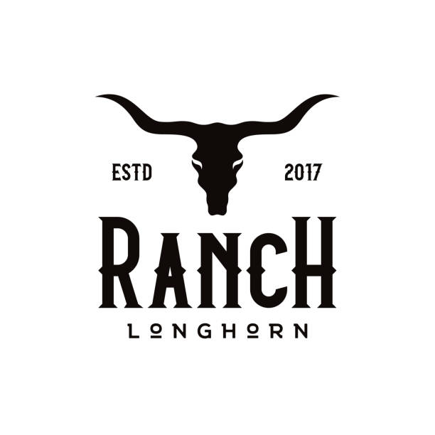 Texas Longhorn, Country Western Bull Cattle Vector black skulls buffalo stock illustration, Gulf Coast States, USA, West - Texas, Vector, Logo Vintage Retro Texas Longhorn Buffalo Bull Cow cattle for Western Farm Ranch Country logo design silhouette of a cowboys logo pic stock illustrations