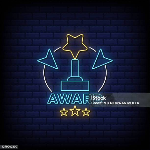 Awards Sign Text Award Neon Sign Style Text Stock Illustration - Download Image Now ...