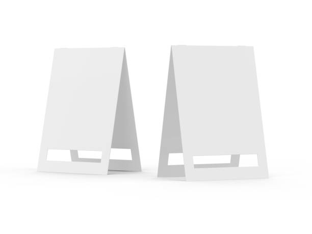 istock Crezon A-frame sandwich boards mockup template on isolated white background, ready for design presentation, 3d illustration 1290042435