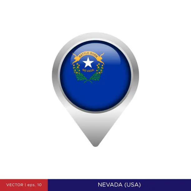 Vector illustration of State of Nevada - US Flag Map Pin Vector Stock Illustration Design Template