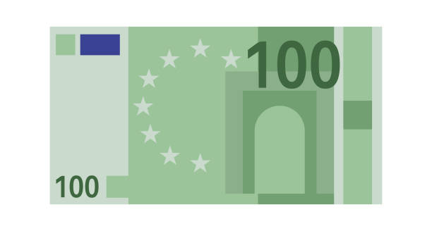 One hundred euro banknote. Green paper 100 euro money, europe cash simple design, world global currency, bank financial bill vector flat isolated closeup illustration One hundred euro banknote. Green paper 100 euro money, europe cash simple design, world global currency, bank financial bill vector flat isolated on white background close up illustration banknote euro close up stock illustrations