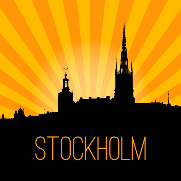 sztokholm skyline ilustracja tła - stockholm silhouette sweden city stock illustrations