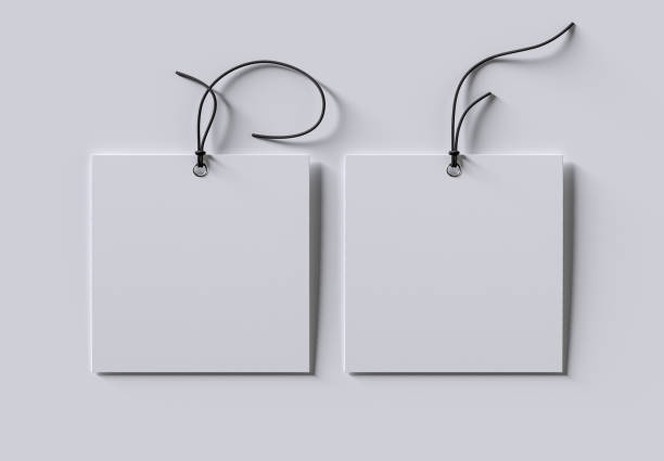 Photorealistic Square Product Label Tag Mockup. 3D render.